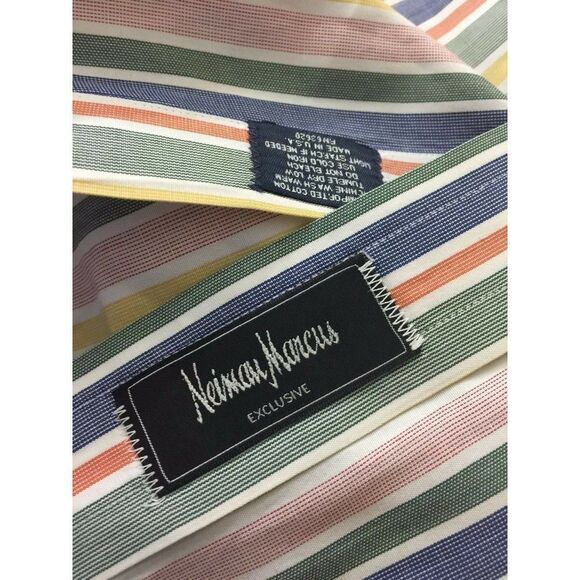 Burberry London Neiman Marcus Men's Dress‎ Shirt Pink White Striped Size Large - Picture 7 of 7